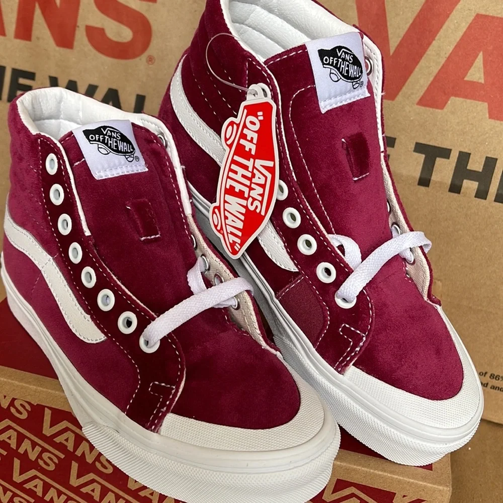 Vans Sk8-Hi Reissue 13 Velvet Beet Red/True White sneakers WMNS - Picture 7 of 16